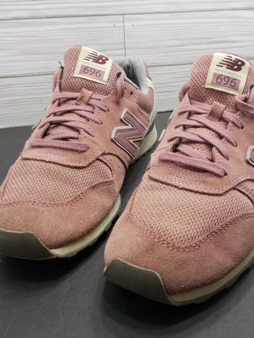 New Balance 696 Pink Cream Suede Running Shoes WL696WSC Women's 10